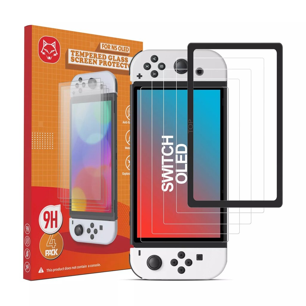 Nintendo Switch OLED grūdinto stiklo ekrano apsauga 4vnt цена и информация | Žaidimų kompiuterių priedai | pigu.lt