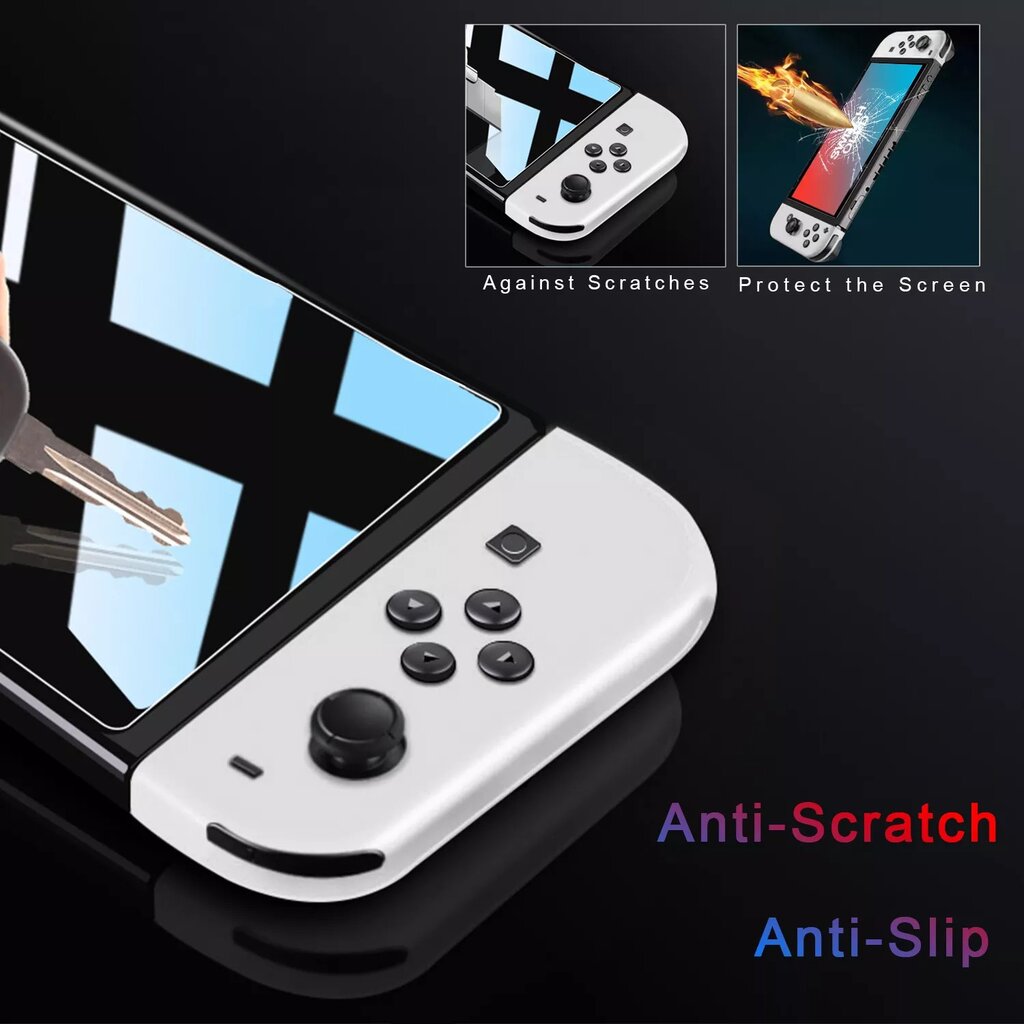 Nintendo Switch OLED grūdinto stiklo ekrano apsauga 4vnt kaina ir informacija | Žaidimų kompiuterių priedai | pigu.lt