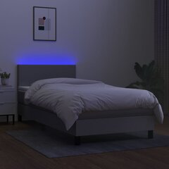 vidaXL Lova su spyruoklėmis/čiužiniu/LED, pilka, 80x200cm, audinys цена и информация | Кровати | pigu.lt