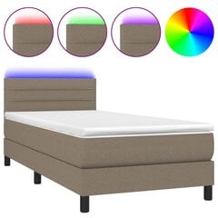 vidaXL Lova su spyruoklėmis/čiužiniu/LED, taupe, 80x200cm, audinys цена и информация | Кровати | pigu.lt