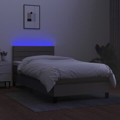 vidaXL Lova su spyruoklėmis/čiužiniu/LED, taupe, 80x200cm, audinys цена и информация | Кровати | pigu.lt