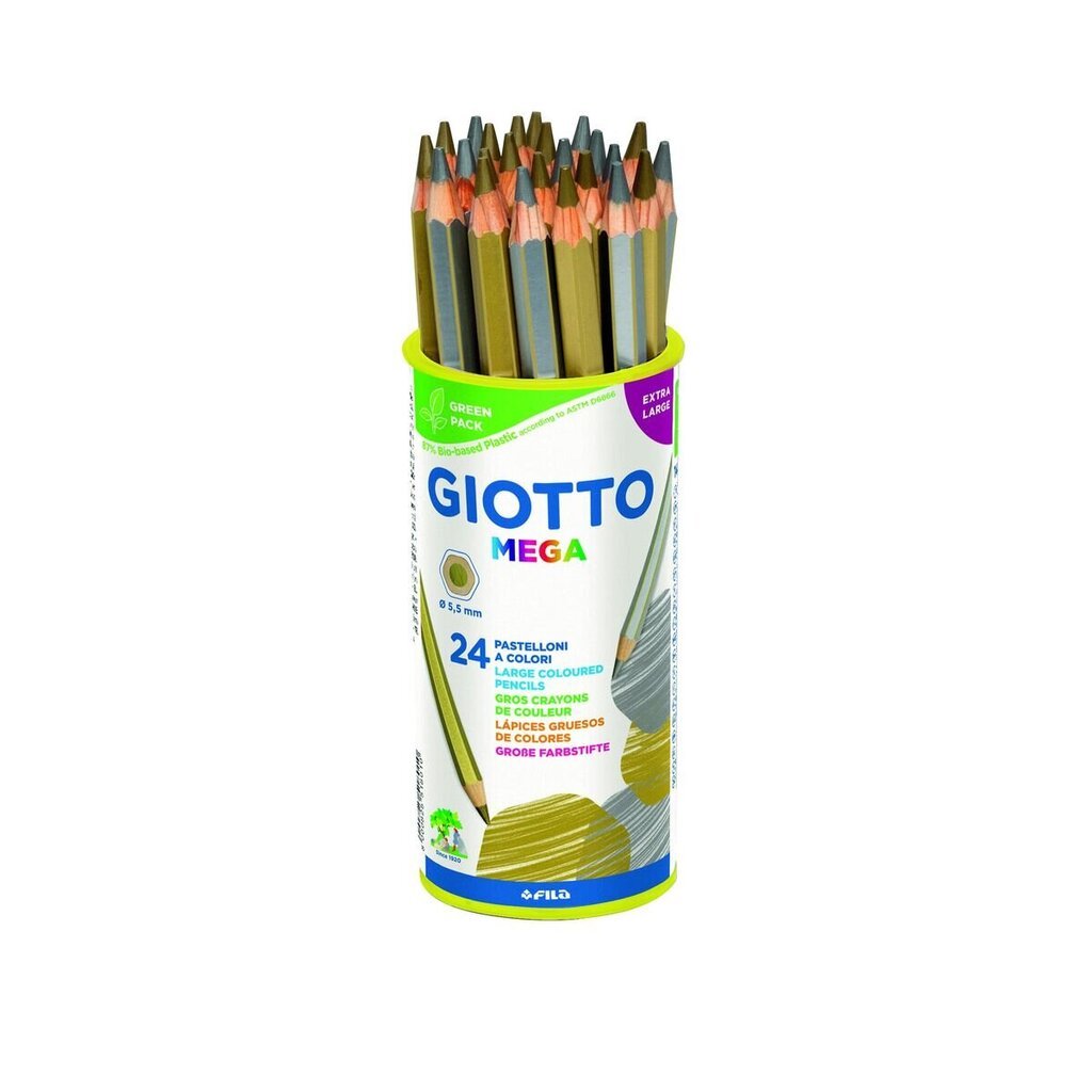 Spalvoti pieštukai Giotto Mega, 24 d. kaina ir informacija | Piešimo, tapybos, lipdymo reikmenys | pigu.lt
