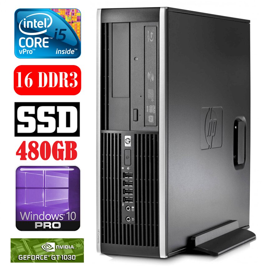 HP 8100 Elite SFF i5-650 16GB 480SSD GT1030 2GB DVD WIN10Pro [refurbished] kaina ir informacija | Stacionarūs kompiuteriai | pigu.lt