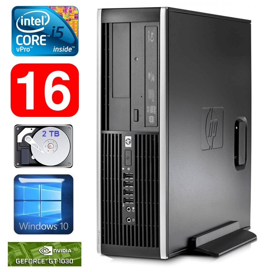 HP 8100 Elite SFF i5-650 16GB 2TB GT1030 2GB DVD WIN10 [refurbished] цена и информация | Stacionarūs kompiuteriai | pigu.lt