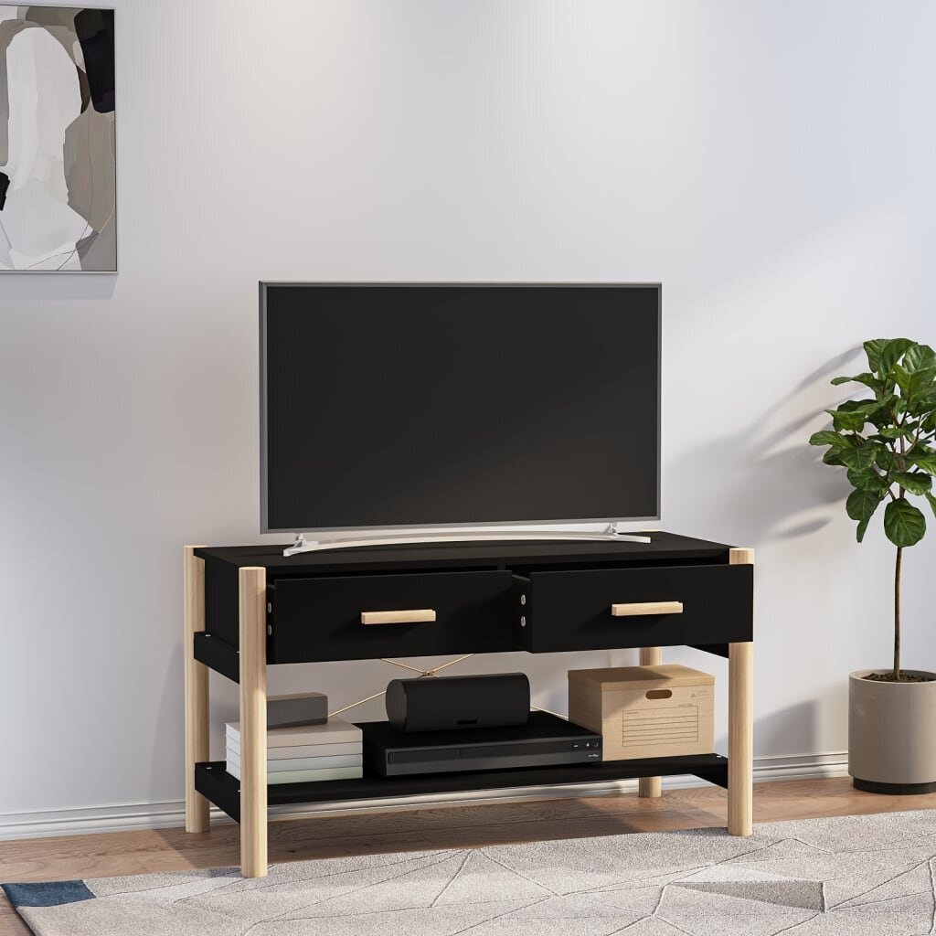 Televizoriaus spintelė, juoda, 82x38x45cm kaina ir informacija | TV staliukai | pigu.lt
