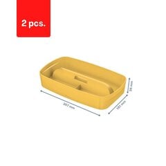 Maža dėžutė daiktams su skyriais, geltona, 2 vnt. kaina ir informacija | Kanceliarinės prekės | pigu.lt