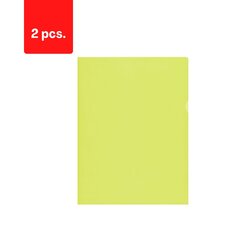 Dėklas dokumentams A4, geltonas, 115 mikronų, 2 pakuotės kaina ir informacija | Kanceliarinės prekės | pigu.lt