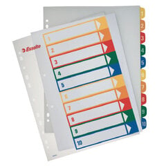 Plastikiniai spalvoti skiriamieji lapai Esselte 1-10 A4, maxi, 5 vnt. kaina ir informacija | Kanceliarinės prekės | pigu.lt
