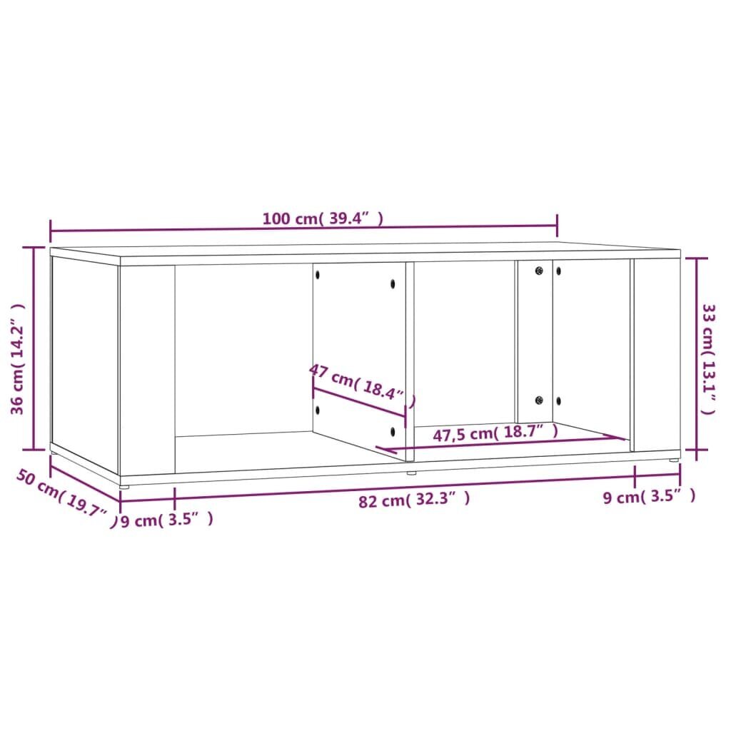 Kavos staliukas vidaXL, Apdirbta mediena, 100x50x36cm, balta blizgi spalva kaina ir informacija | Kavos staliukai | pigu.lt