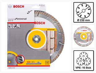 Deimantinis pjovimo diskas Bosch, 10 vnt. kaina ir informacija | Mechaniniai įrankiai | pigu.lt