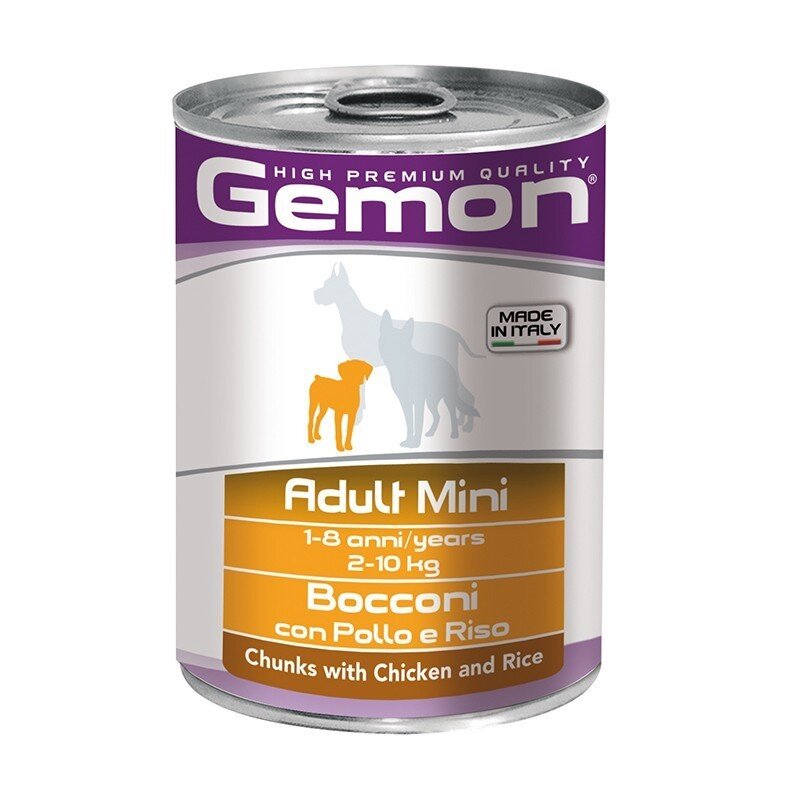 Gemon mini adult konservuotas pašaras su vištiena ir ryžiais 415g kaina ir informacija | Konservai šunims | pigu.lt