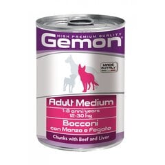 Gemon medium adult konservuotas pašaras su jautienos ir kepenėlių gabaliukais 415g цена и информация | Консервы для собак | pigu.lt
