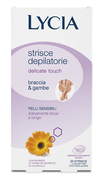 Depiliacinės vaško juostelės rankų ir kojų odai (jautriai odai) Lycia Delicate Touch 20 vnt. kaina ir informacija | Depiliacijos priemonės | pigu.lt