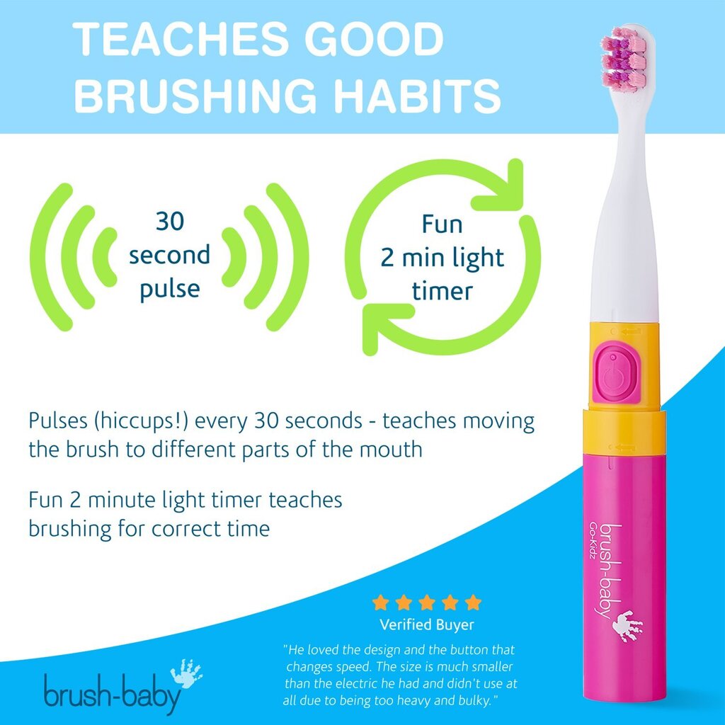 Brush-Baby Go-Kidz цена и информация | Elektriniai dantų šepetėliai | pigu.lt