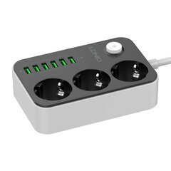 Power strip with 3 AC sockets, 6x USB, LDNIO SE3631, 1.6m (black) kaina ir informacija | LED juostos | pigu.lt