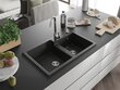 Granitinė virtuvinė plautuvė Mexen Tomas su sifonu, Metallic black/gold kaina ir informacija | Virtuvinės plautuvės | pigu.lt