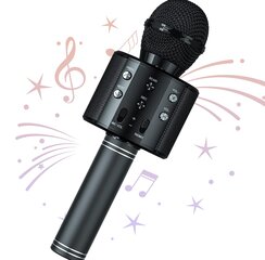WS-858 belaidis karaoke mikrofonas- Bluetooth rankinis garsiakalbis, juodas kaina ir informacija | Mikrofonai | pigu.lt