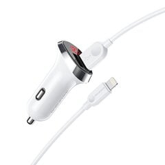 Borofone Car charger BZ15 Auspicious - 2xUSB - 2,4A with USB to Lightning cable white цена и информация | Зарядные устройства для телефонов | pigu.lt