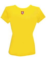 Marškinėliai moterims geltoni su vėliavėle centre цена и информация | Атрибутика для болельщиков Литвы | pigu.lt