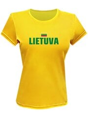 Marškinėliai moterims geltoni su vėliavėle centre kaina ir informacija | Lietuviška sirgalių atributika | pigu.lt