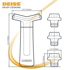 Вакуумный насос для вина Deiss Pro с 3 пробками, чёрный цена и информация | Кухонная утварь | pigu.lt