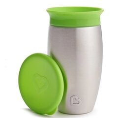 Nerūdijančio plieno puodelis Munchkin Miracle 360, žalias, 12mėn+, 296ml, 01245301 kaina ir informacija | Kūdikių indai, indeliai pienui ir įrankiai | pigu.lt