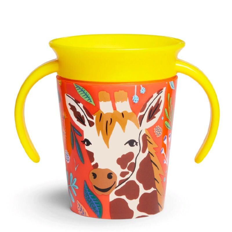Mokomasis puodelis su rankenomis, žirafa, Munchkin Miracle 360 Wildlove, 6mėn+, 177 ml, 05183301 цена и информация | Kūdikių indai, indeliai pienui ir įrankiai | pigu.lt