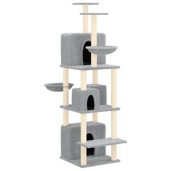 Draskyklė katėms su stovais iš sizalio vidaXL, šviesiai pilka, 180 cm цена и информация | Когтеточки | pigu.lt