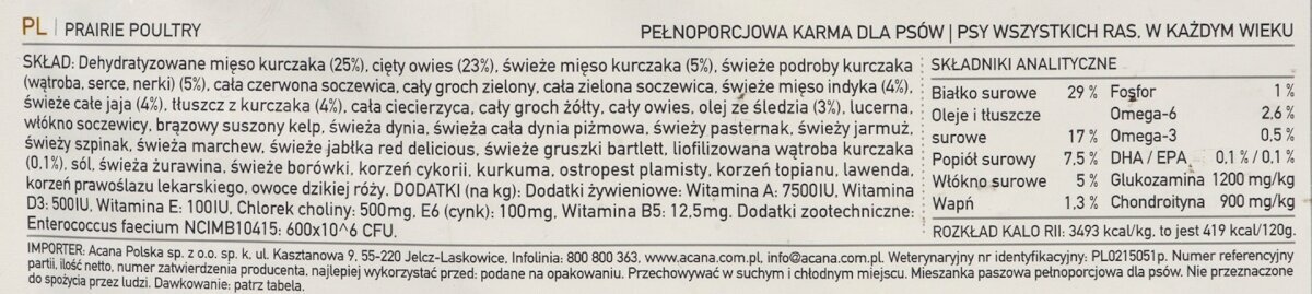 Acana Prairie Poultry su vištiena, 11,4kg kaina ir informacija | Sausas maistas šunims | pigu.lt