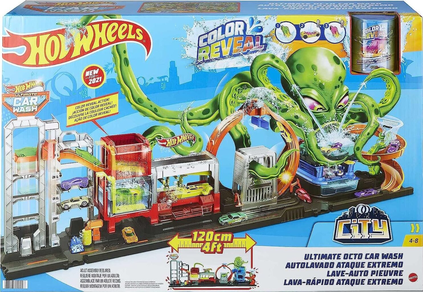 Žaidimo trasa Mattel HW Mega Car Wash Octopus Attack HBY96 kaina ir informacija | Žaislai berniukams | pigu.lt