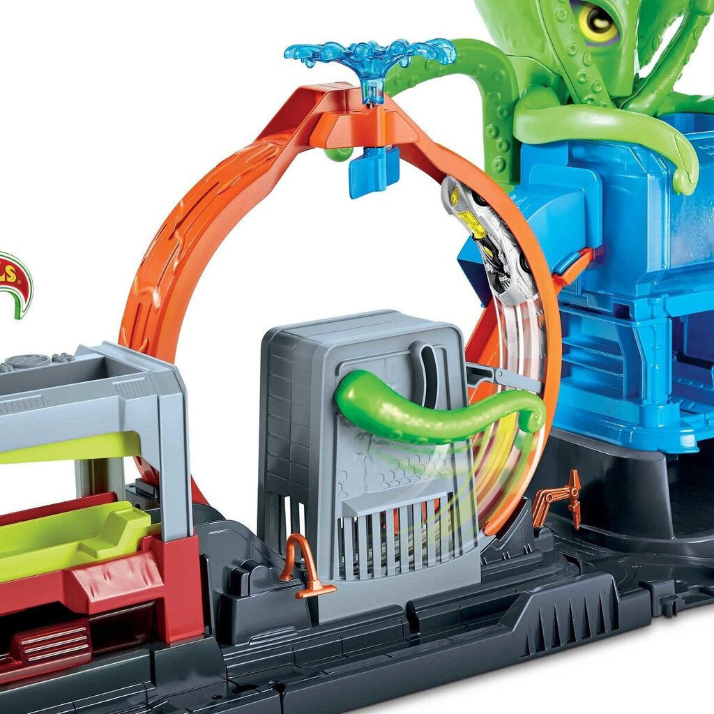 Žaidimo trasa Mattel HW Mega Car Wash Octopus Attack HBY96 kaina ir informacija | Žaislai berniukams | pigu.lt