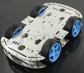 Metalinė roboto važiuoklė 4WD su keturiais ratais ir DC varikliais - stačiakampio formos kaina ir informacija | Atviro kodo elektronika | pigu.lt