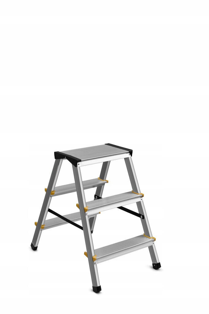 Dvipusės aliuminio kopėčios Awtools, 3 pakopų, 67 cm kaina ir informacija | Buitinės kopėčios, rampos | pigu.lt