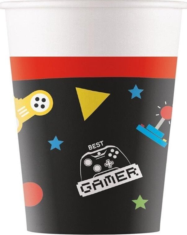 Vienkartiniai popieriniai puodeliai Gaming Party, 200 ml kaina ir informacija | Vienkartiniai indai šventėms | pigu.lt