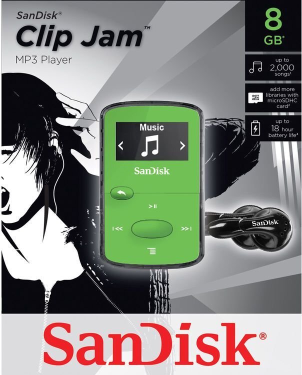 MP3 SanDisk Clip Jam 8GB, Žalia kaina ir informacija | MP3 grotuvai | pigu.lt