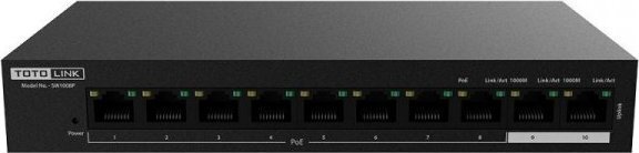 Totolink sw1008p | poe jungiklis | 8x rj45 100mb/s poe af/at, 2x rj45 1000mb/s, 99w kaina ir informacija | Komutatoriai (Switch) | pigu.lt