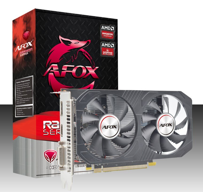 AFOX Radeon RX 560 4GB GDDR5 DVI HDMI DP DUAL FAN (AFRX560-4096D5H4-V2) kaina ir informacija | Vaizdo plokštės (GPU) | pigu.lt