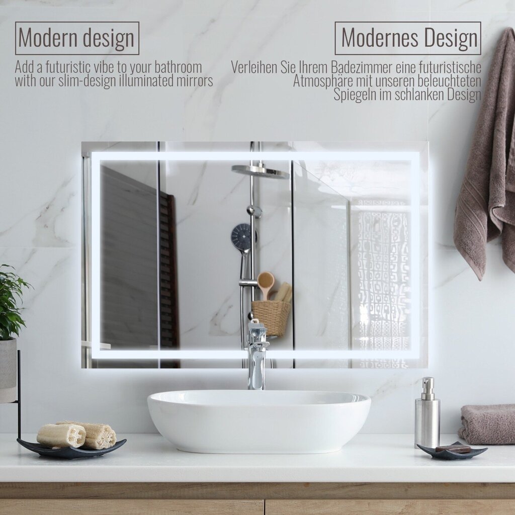 Vonios veidrodis, 100x70cm, skaidrus kaina ir informacija | Vonios veidrodžiai | pigu.lt