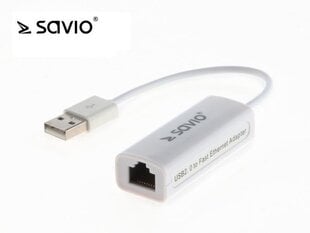 Адаптер Savio USB A - Lan Fast Ethernet (RJ45) цена и информация | Аксессуары для телевизоров и Smart TV | pigu.lt