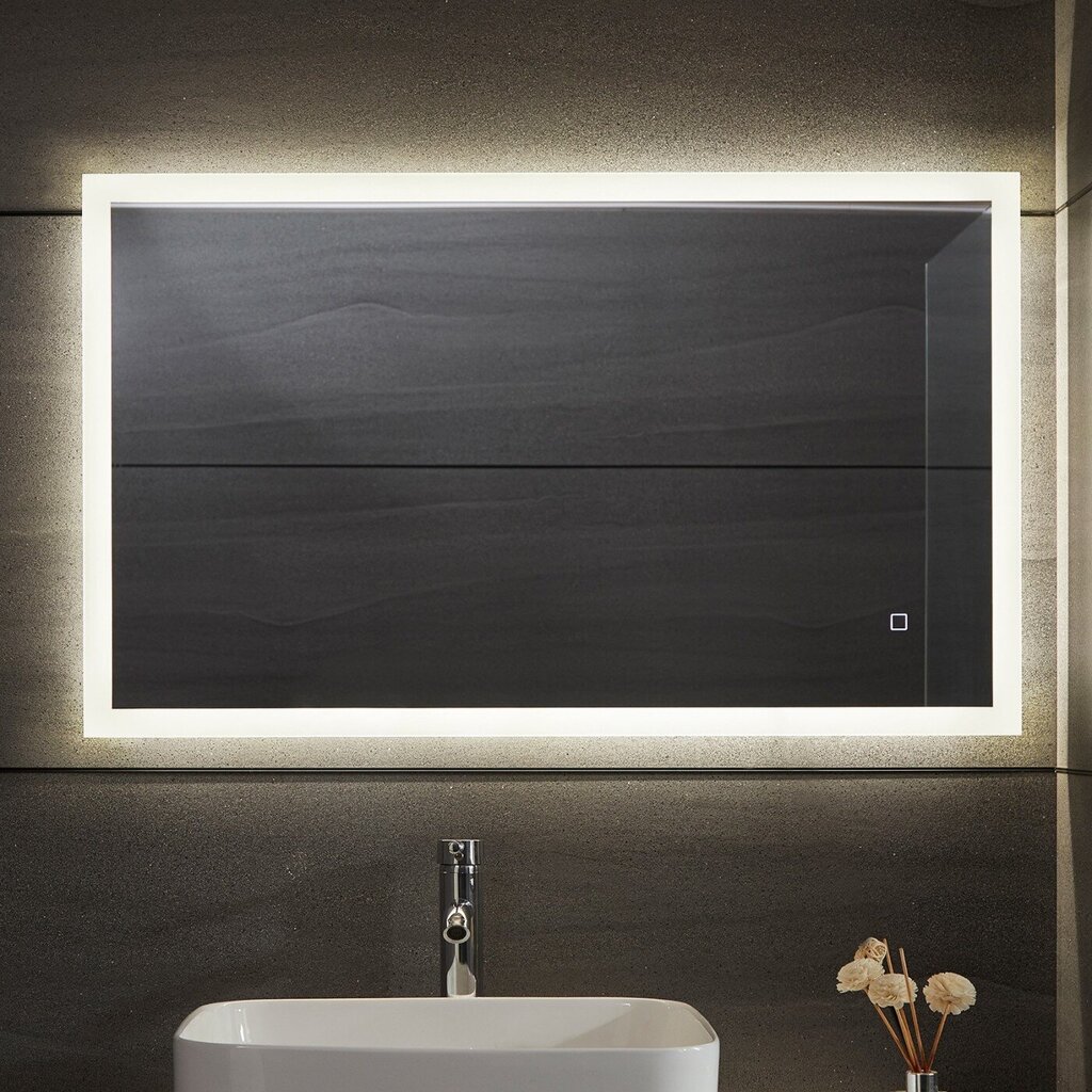 Vonios veidrodis 50x70 cm, juodas цена и информация | Vonios veidrodžiai | pigu.lt