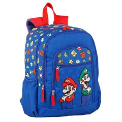 Mokyklinė kuprinė su ratukais Super Mario Raudona Mėlyna (40 x 30 x 16 cm) kaina ir informacija | Kuprinės mokyklai, sportiniai maišeliai | pigu.lt
