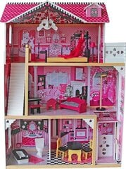 Medinis lėlių namelis su baldais, LED apšvietimu, 41 x 80 x 121 cm kaina ir informacija | Žaislai mergaitėms | pigu.lt