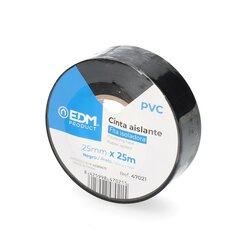 Izoliacinė juosta EDM Juoda PVC (25 mm x 25 m) kaina ir informacija | Mechaniniai įrankiai | pigu.lt