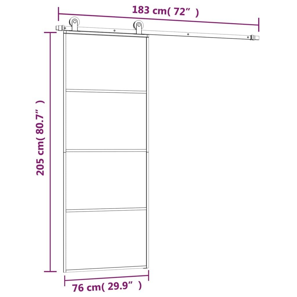 Stumdomos durys su įrangos rinkiniu vidaXL, 76x205 cm kaina ir informacija | Vidaus durys | pigu.lt