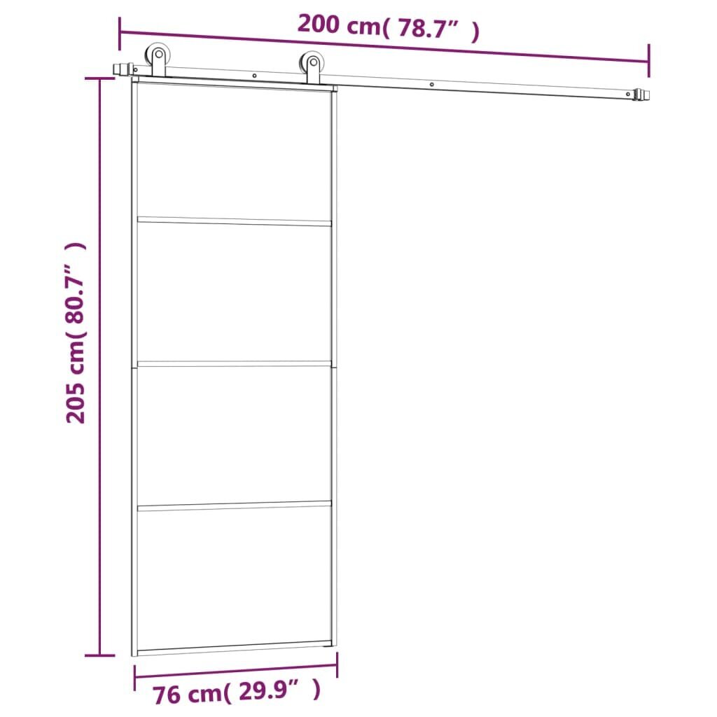 Stumdomos durys su įrangos rinkiniu vidaXL, 76x205 cm kaina ir informacija | Vidaus durys | pigu.lt