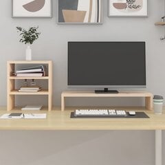 Monitoriaus stovas vidaXL, Pušies medienos masyvas, 81x20x30cm, ruda цена и информация | Кронштейны для монитора | pigu.lt