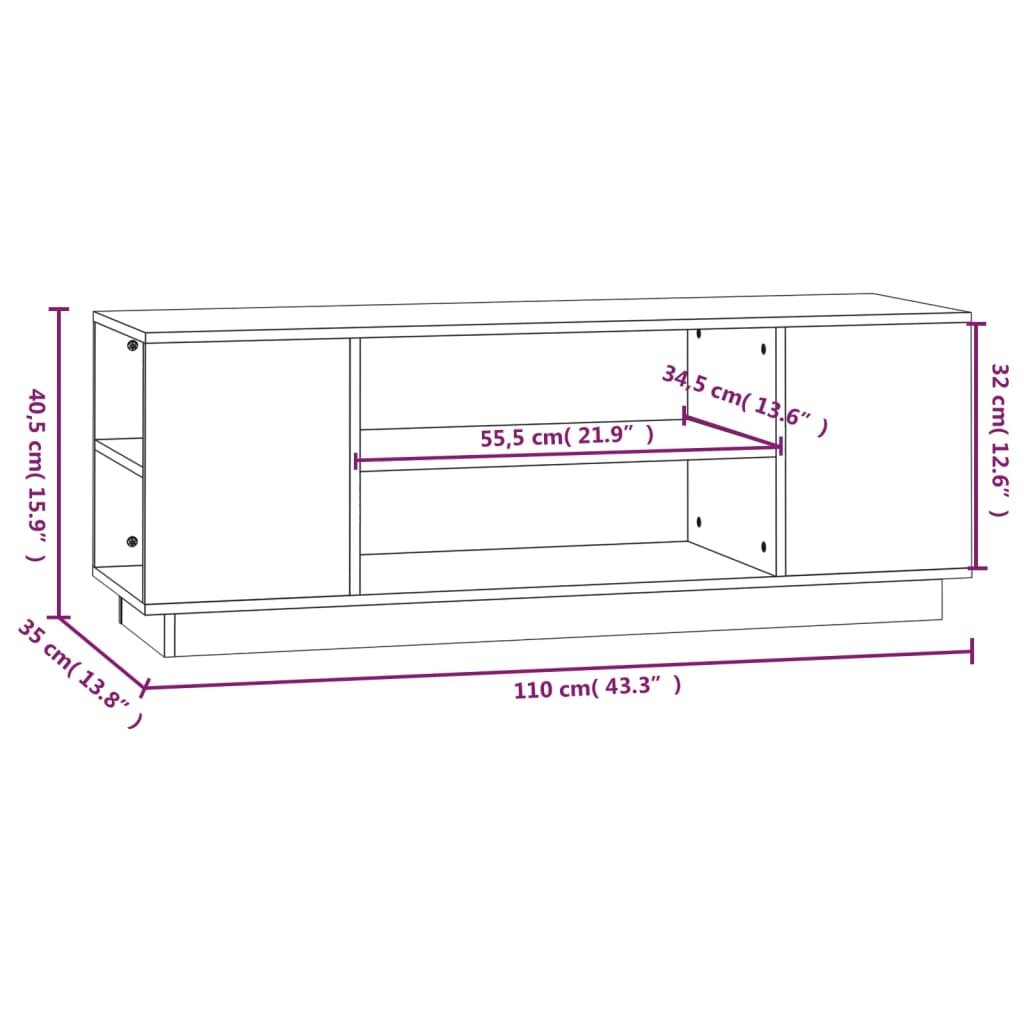 Televizoriaus spintelė, pilka, 110x35x40,5cm kaina ir informacija | TV staliukai | pigu.lt