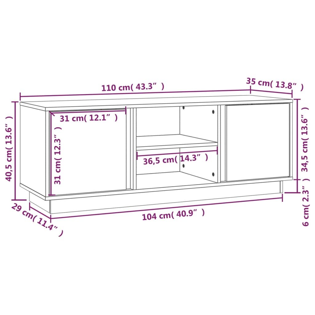 Televizoriaus spintelė, balta, 110x35x40,5cm kaina ir informacija | TV staliukai | pigu.lt