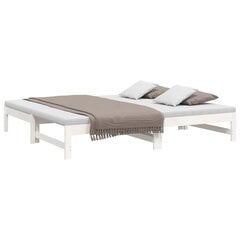 vidaXL Ištraukiama lova, balta, 2x(75x190)cm, pušies medienos masyvas kaina ir informacija | Lovos | pigu.lt