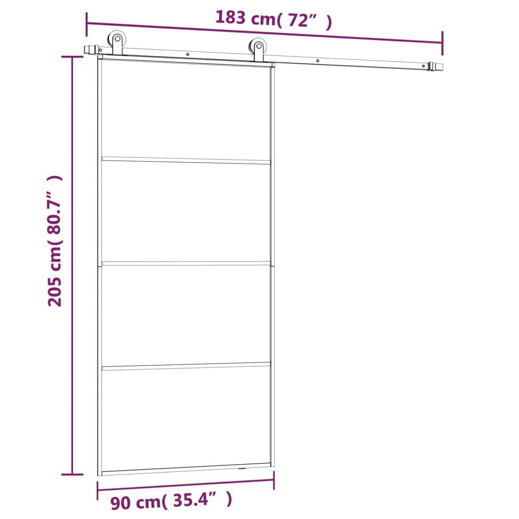 Stumdomos durys su įrangos rinkiniu vidaXL, 90x205 cm. kaina ir informacija | Vidaus durys | pigu.lt